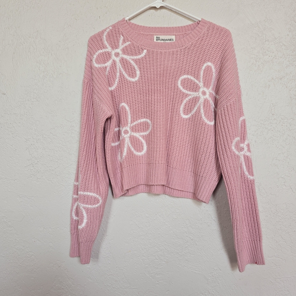 Pink Flower Knit Sweater